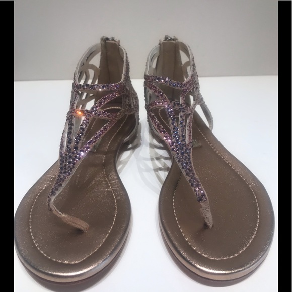 Grey Mer flat sandal with Swarovski crystals - Picture 1 of 4